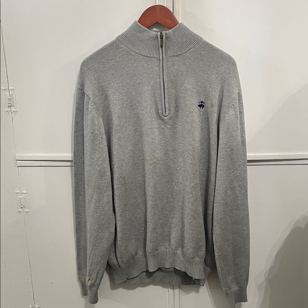 Brooks Brothers Gray Half-Zip Mock Neck Sweater
